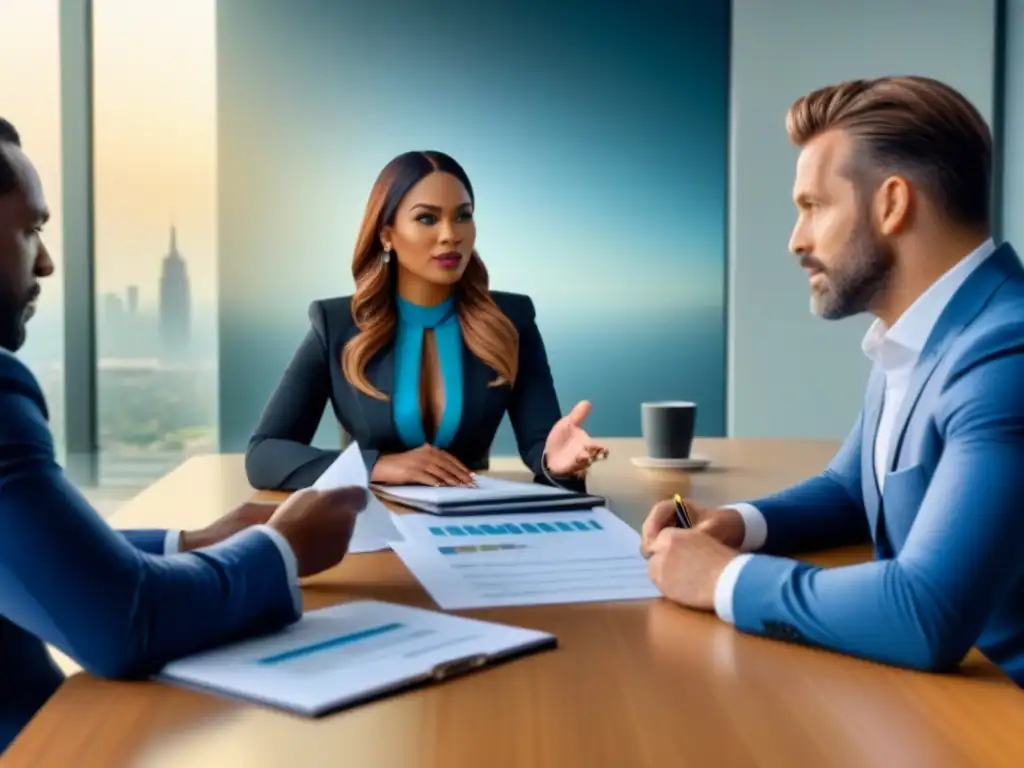 Profesionales diversificados colaboran en oficina moderna Profesionales colaborando en una oficina moderna, discutiendo evaluaciones inmobiliarias justas
