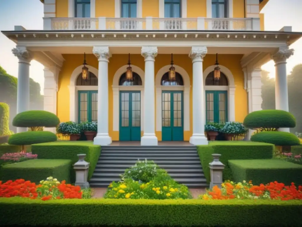 Residencia histórica restaurada con detalles arquitectónicos exquisitos Propiedad histórica restaurada con detalles arquitectónicos elegantes y jardín colorido, ideal para estrategias marketing propiedades históricas
