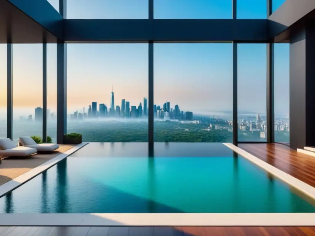 Arquitectura moderna de lujo: residencia de ensueño con vistas panorámicas Propiedad de lujo con vistas panorámicas a la ciudad y piscina infinita, exuda elegancia