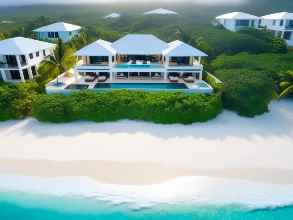 Paraíso caribeño: lujo y relax en alquileres vacacionales Propiedades alquiler vacacional Caribe: Exclusivo paraíso frente al mar con palmeras, aguas turquesas y playas de arena blanca