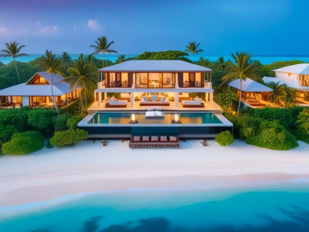 Villa de lujo frente al mar en el Caribe: una vista aérea impresionante Adquirir propiedades de alta gama: Villa moderna frente al mar en el Caribe con piscina infinita y yate privado al atardecer