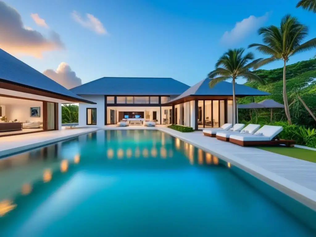 Residencia de lujo frente al mar Caribe con diseño arquitectónico elegante Inversión en propiedades frente mar: Mansión de lujo en la playa con diseño moderno y vistas al mar Caribe