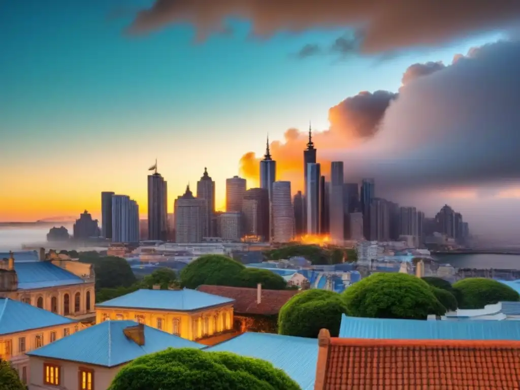 Propiedad histórica restaurada con encanto en ciudad vibrante Inversión en propiedades históricas: Majestuosa propiedad restaurada en la ciudad al atardecer, mezcla de encanto antiguo y comodidades modernas