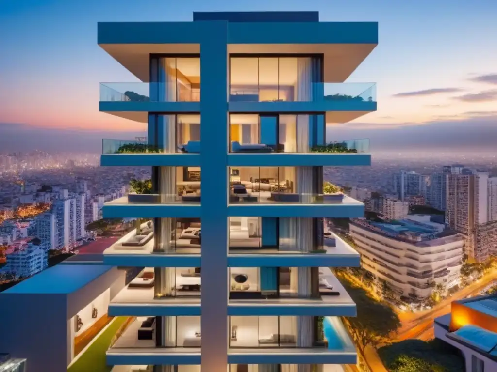 Edificio de lujo en ciudad mexicana: inversiones inmobiliarias exclusivas Inversión en propiedades de lujo de alta gama en México: Vista aérea de un lujoso edificio moderno en el corazón de una ciudad vibrante