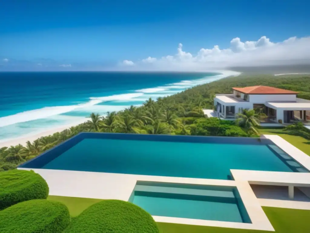 Propiedad de lujo en la playa: diseño moderno y piscina infinita en México Inversión en propiedades de lujo: Exclusiva propiedad frente a la playa en México con diseño moderno, piscina infinita y vistas al mar