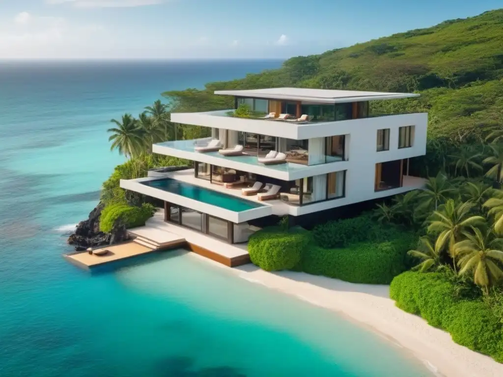 Residencia de lujo en la playa en México: arquitectura moderna y piscina infinita Propiedades de lujo en México: Exclusiva residencia frente al mar con diseño moderno, piscina infinita y playa privada