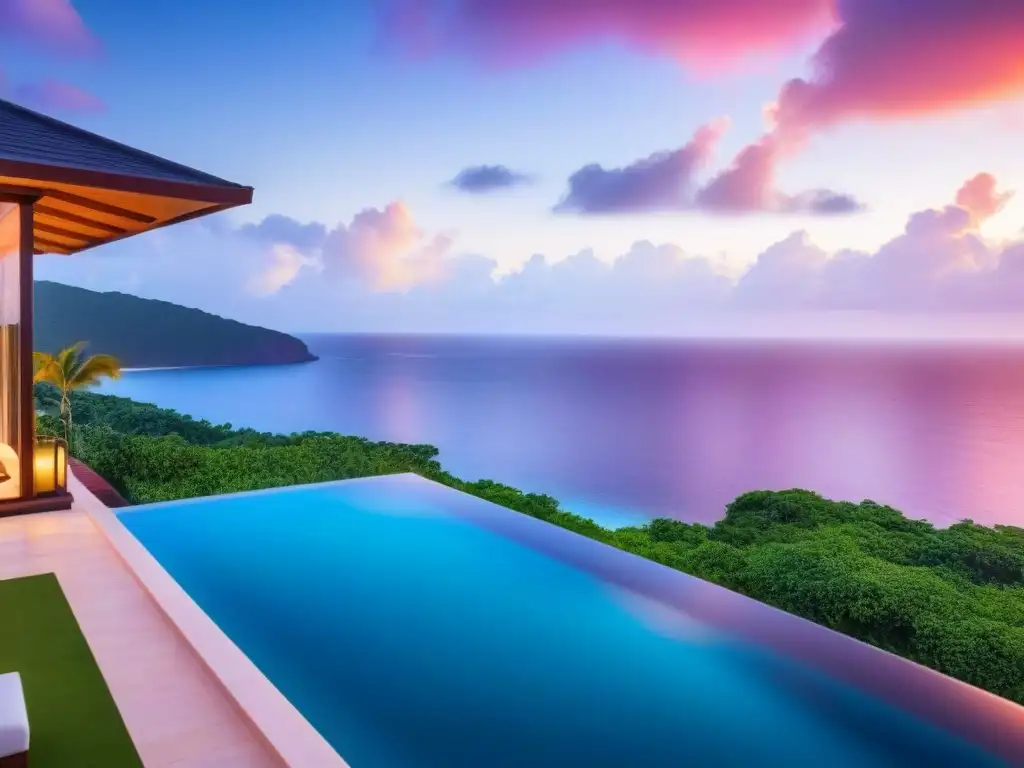 Villa de lujo frente al mar en mercado emergente exótico Inversión en propiedades de lujo en mercados emergentes: lujosa villa frente al mar con arquitectura moderna, piscina infinita y yate privado