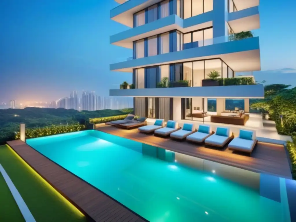 Edificio de lujo en ciudad emergente: sofisticación y opulencia Inversión en propiedades de lujo en mercados emergentes: Edificio de apartamentos de alta gama con arquitectura moderna y lujosos amenities