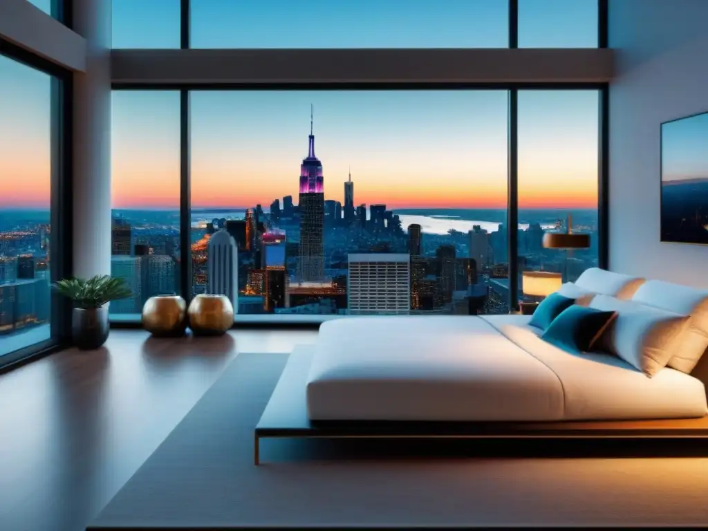 Penthouse moderno de lujo con vista panorámica 8k Inversión en propiedades en remate: Lujoso ático urbano con vista panorámica y mobiliario elegante