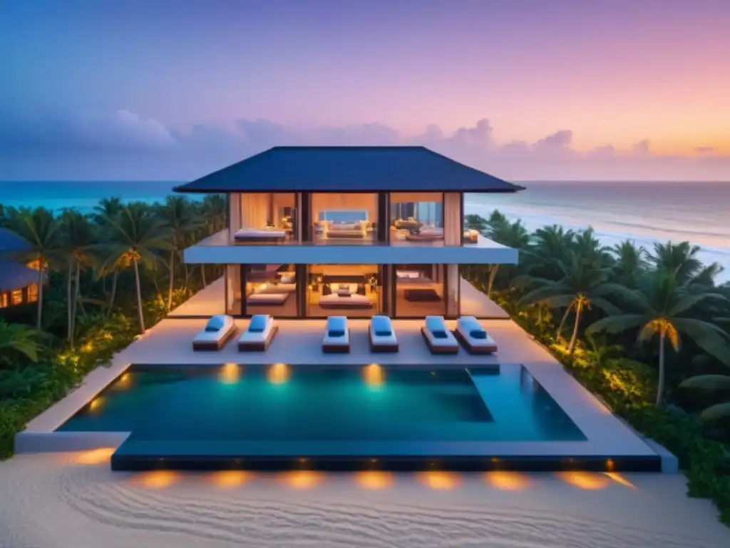 Propiedad vacacional de lujo con piscina infinita al atardecer Inversión en propiedades vacacionales de lujo con vista al mar al atardecer