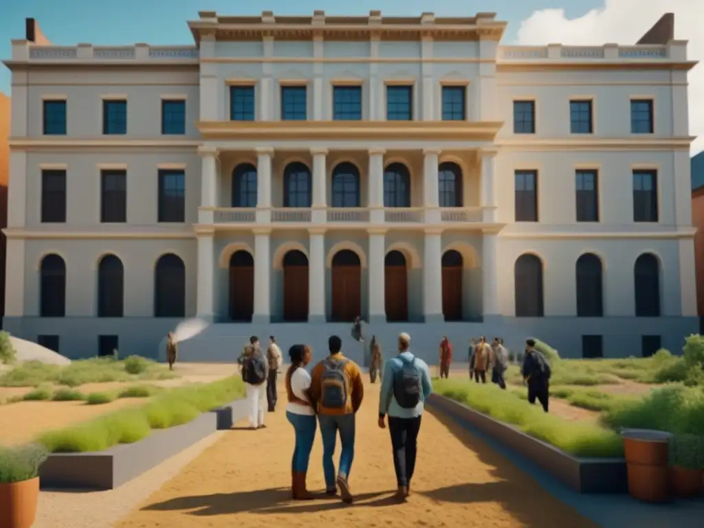 Restauración comunitaria: fusión histórica y moderna Un proyecto comunitario para salvar edificios históricos, muestra diversidad y colaboración en restauración futurista