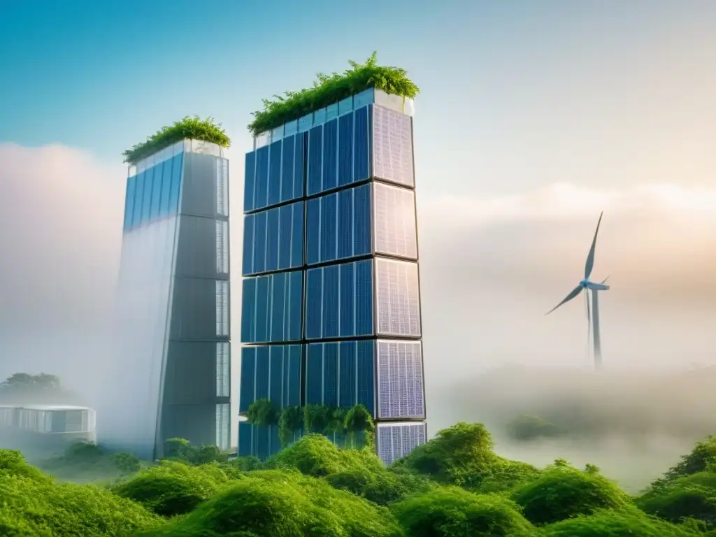 Eco-rascacielos futurista en armonía con la naturaleza Rascacielos ecoamigable fusionando tecnología y naturaleza en tendencias globales de arquitectura sustentable