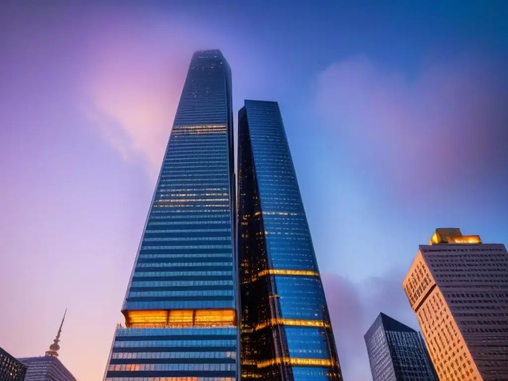 Rascacielos futurista: arquitectura moderna en metrópolis global Rascacielos futurista reflejando la energía de una ciudad global, ideal para inversores extranjeros mercado inmobiliario