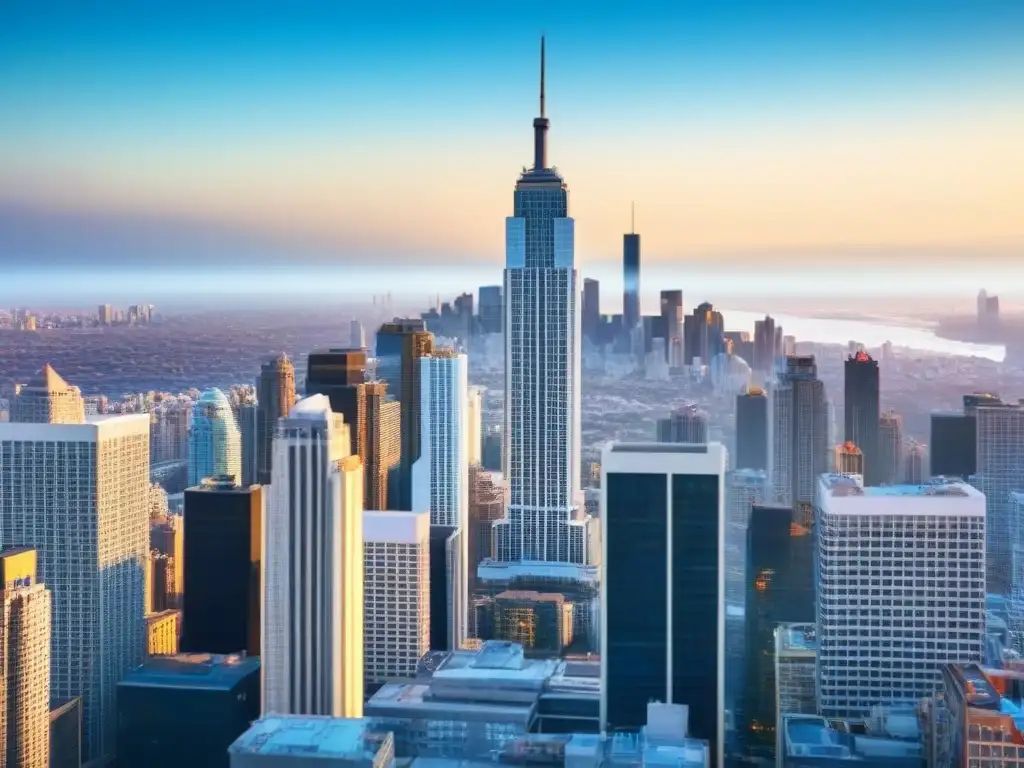 Rascacielos moderno: símbolo de éxito en la ciudad Rascacielos moderno reflejando la ciudad, simbolizando éxito en inversión inmobiliaria con la keyword Préstamos puente en inversión inmobiliaria