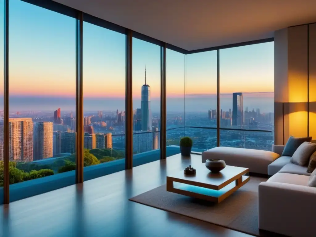 Edificio de lujo en la ciudad: oasis urbano moderno Un rascacielos moderno y lujoso refleja la ciudad, balcones elegantes muestran estrategias inversión inmobiliaria online