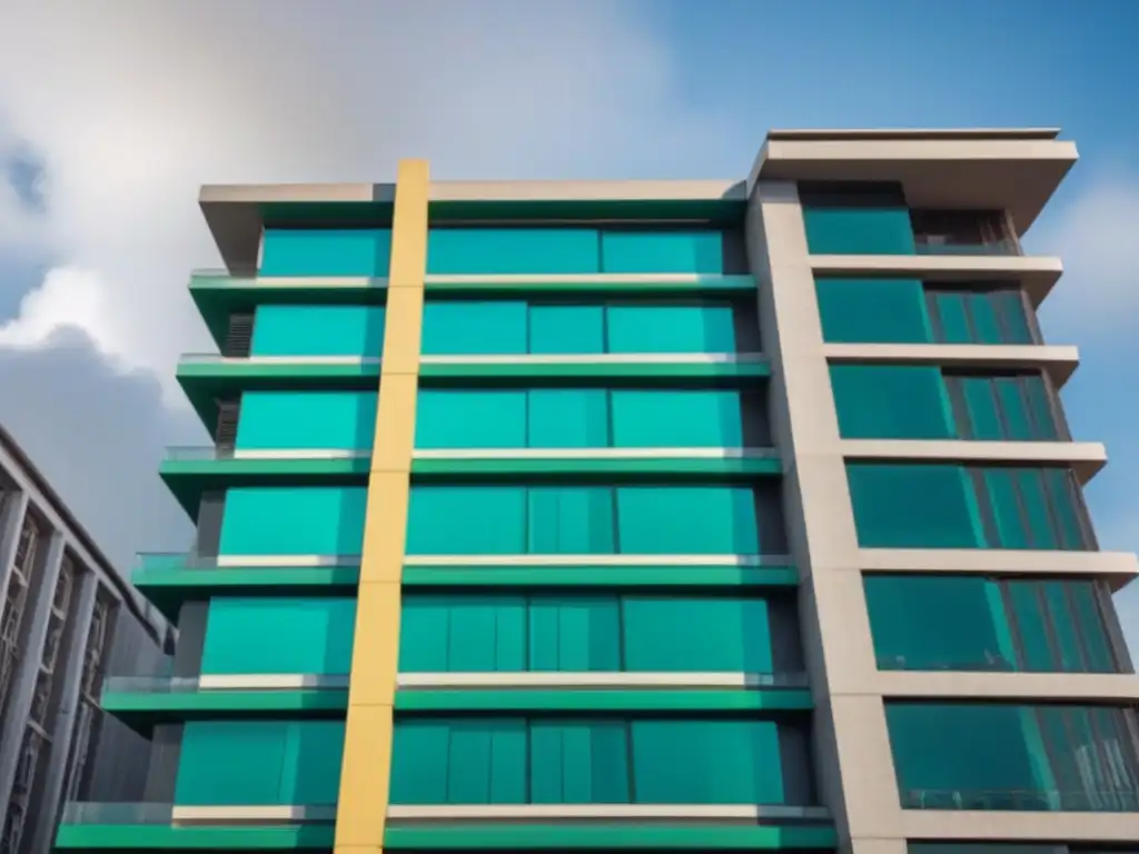 Edificio moderno en Paramaribo, Suriname: 8k ultra detallado Un rascacielos moderno en Paramaribo, Surinam, refleja sofisticación urbana