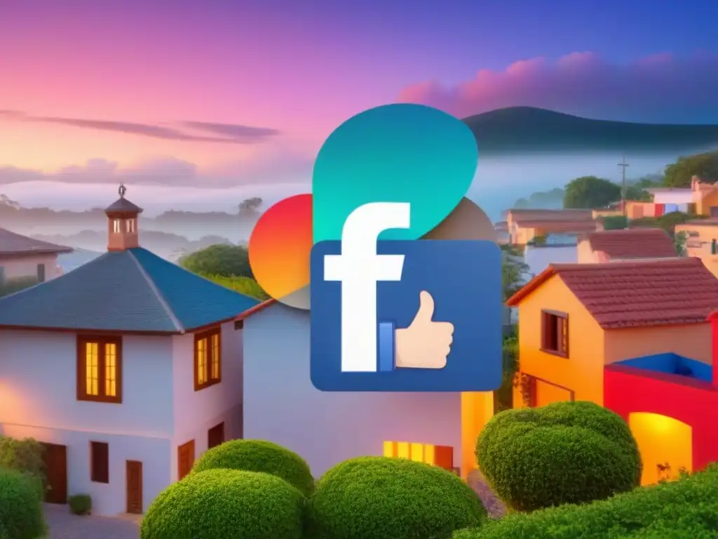 Redes Sociales Inmobiliarias: Estrategias Efectivas Una red de iconos de redes sociales conectadas con casas, simbolizando estrategias efectivas en 'Redes sociales compra venta inmuebles'