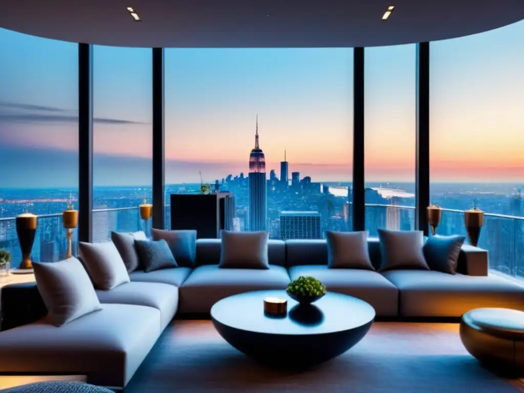 Penthouse de lujo con vistas panorámicas en la ciudad Redes sociales para inversiones inmobiliarias: lujoso penthouse con vista panorámica de la ciudad y diseño contemporáneo