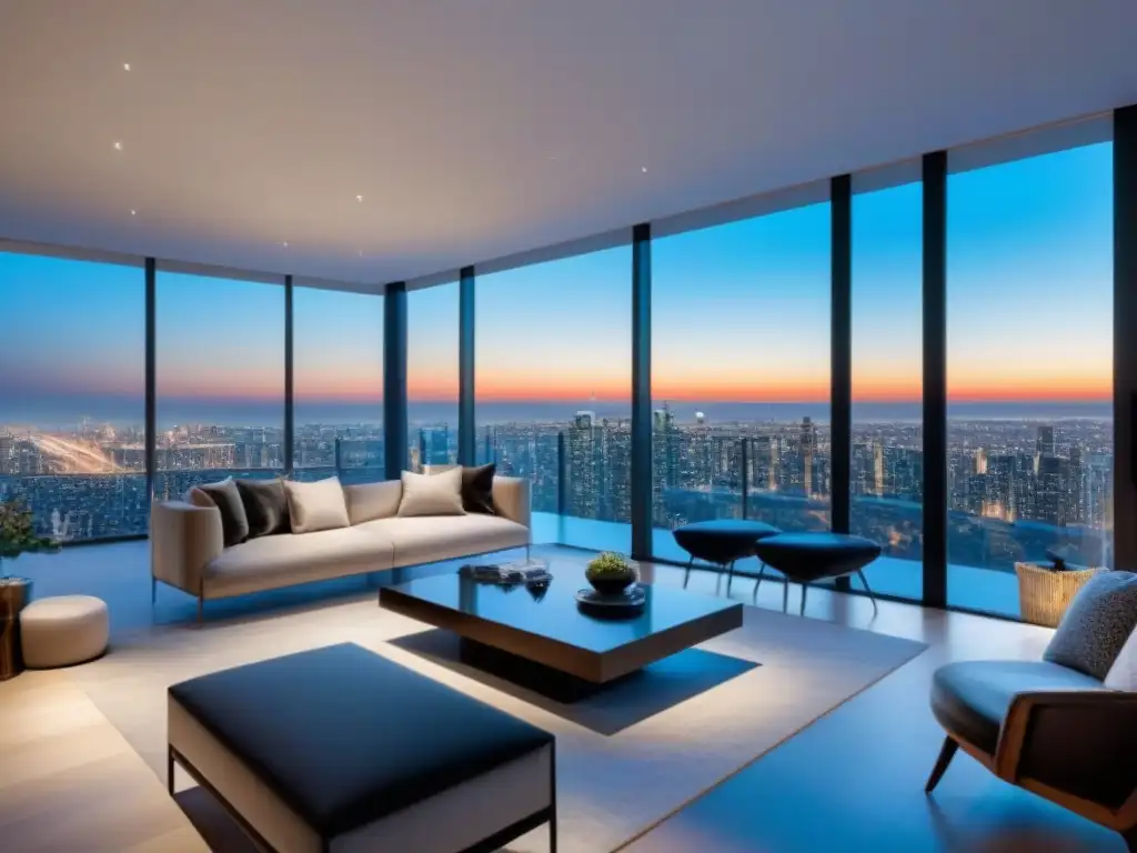Penthouse de lujo: diseño contemporáneo en 8k Regímenes propiedad impacto legal inversiones: Lujoso ático moderno con diseño contemporáneo y vistas panorámicas de la ciudad