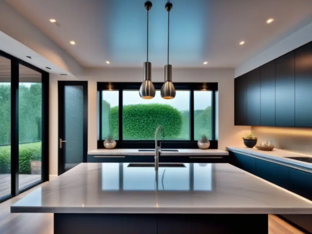 Renovación de cocina de lujo con mármol blanco y electrodomésticos de acero inoxidable Renovaciones para aumentar valor inmobiliario: Cocina moderna de lujo con elegantes acabados en mármol blanco y electrodomésticos de acero inoxidable