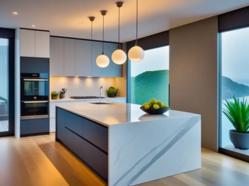 Renovación de cocina moderna y elegante con mármol y acero inoxidable Renovaciones que aumentan el valor de la propiedad: cocina moderna con elegantes acabados y mucha luz natural
