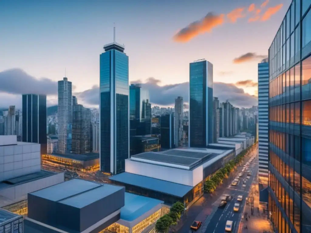 Skyline urbano: evolución del mercado inmobiliario en Sudamérica Rentabilidad en bienes raíces: ciudad sudamericana bulliciosa con arquitectura moderna y gente activa bajo cielo azul