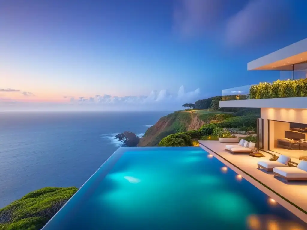 Residencia de lujo con vistas al mar: diseño minimalista y piscina infinita Residencia de lujo en acantilado con vistas panorámicas al mar y diseño moderno
