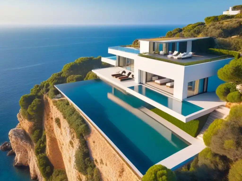 Villa de lujo con vistas al mar Mediterráneo en España Residencia de lujo en acantilado con vistas al mar Mediterráneo en España, en uno de los barrios más exclusivos