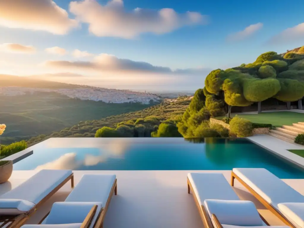 Propiedad de lujo en España: arquitectura elegante y vistas panorámicas Residencia de lujo en España: arquitectura elegante, piscina reluciente y vistas panorámicas