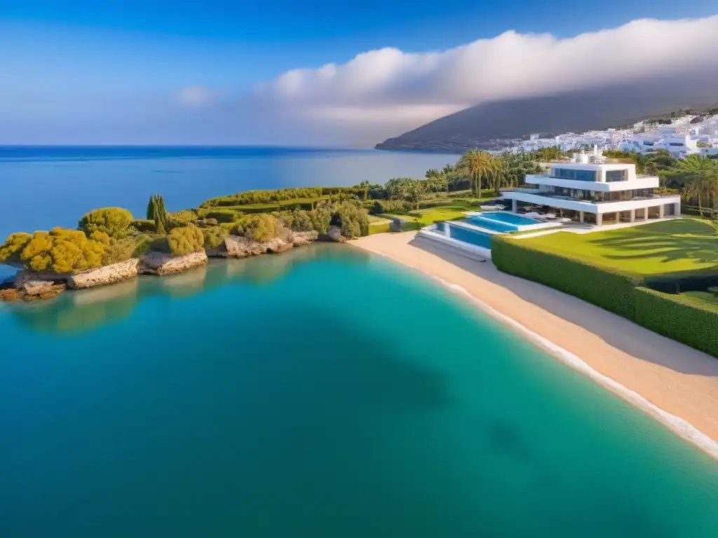Mansión de lujo en Marbella: arquitectura moderna junto al mar Residencia de lujo en Marbella con vista al mar Mediterráneo y piscina infinita