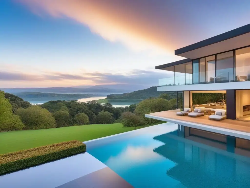 Espectacular mansión moderna con vistas a colinas y lago Residencia moderna de lujo con vistas a colinas y lago, rodeada de jardín y piscina infinita