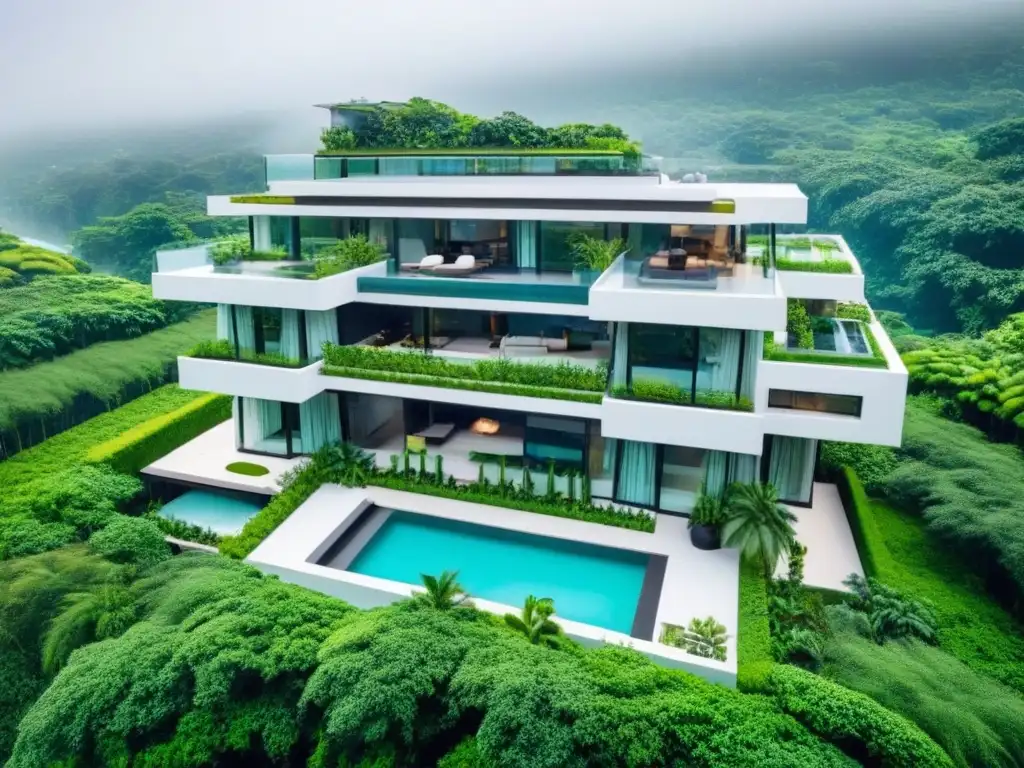 Complejo residencial de lujo futurista en entorno natural Residencial de lujo futurista en entorno natural, diseño arquitectónico innovador
