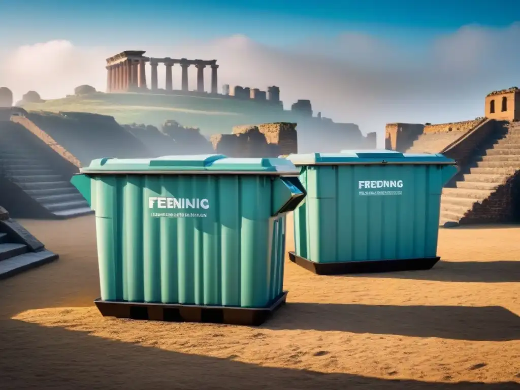 Avanzado sistema de reciclaje en sitio histórico Gestión de residuos en sitio histórico con tecnología avanzada y arquitectura antigua