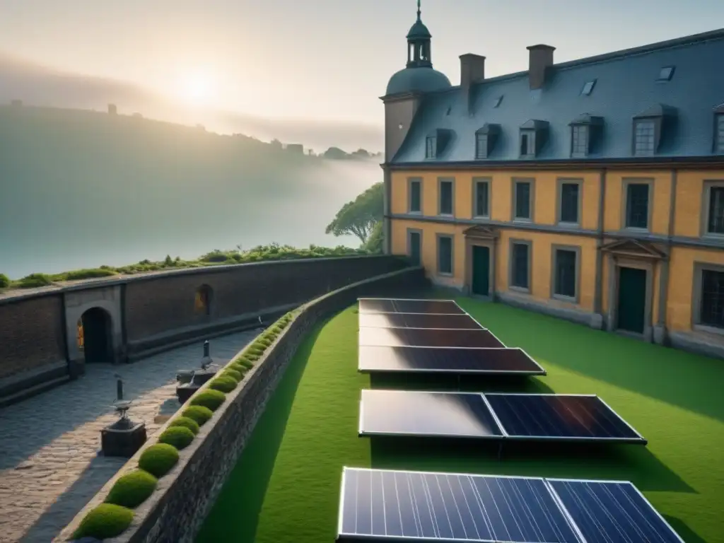 Restauración eco-sostenible de edificio histórico en 8K Restauración de edificio histórico con tecnologías verdes en acción, preservando la arquitectura con métodos ecoamigables