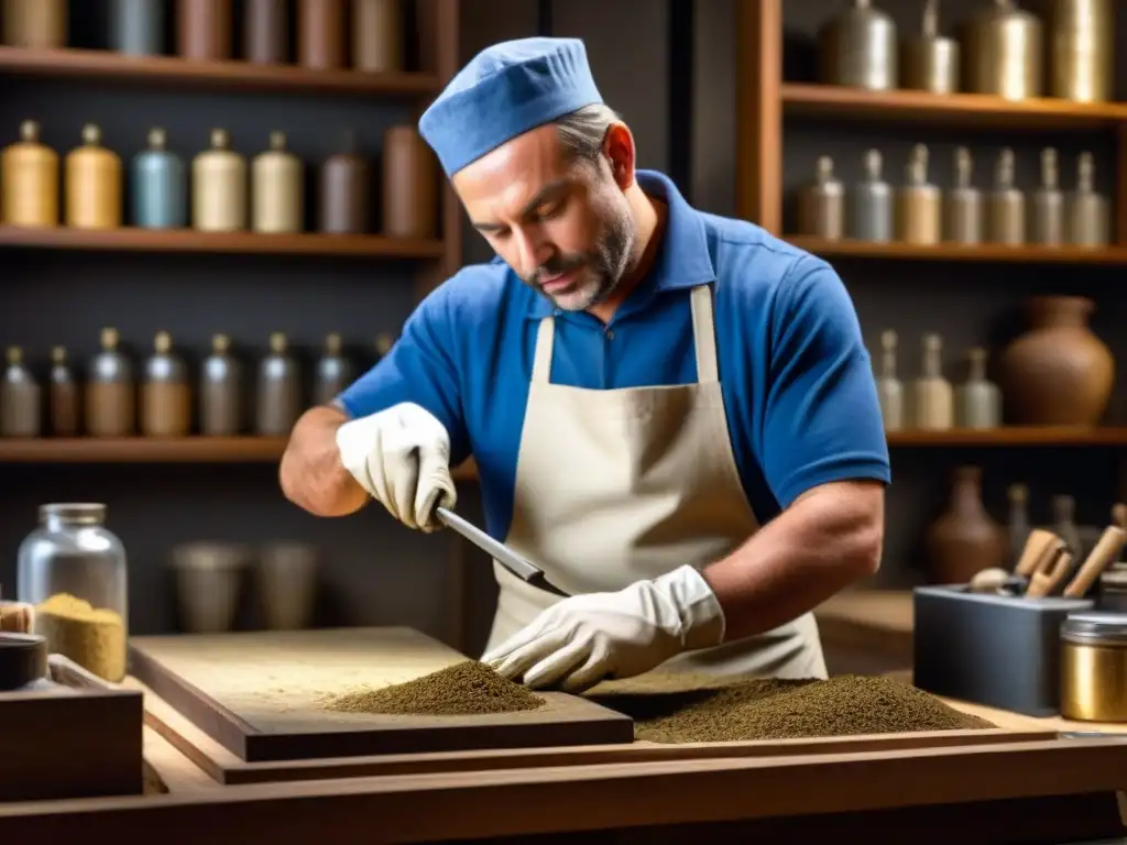 Restaurador experto revela la belleza oculta de un artefacto histórico Restaurador cuidadoso revela la belleza oculta de un antiguo artefacto bajo luz intensa