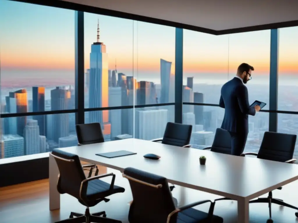 Oficina moderna con vista a la ciudad: Análisis de datos inmobiliarios Reunión de análisis de datos en bienes raíces en oficina moderna con vista a la ciudad