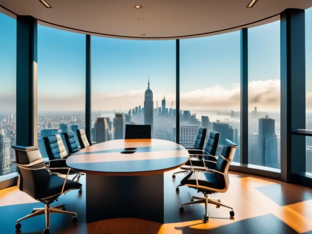 Negociaciones legales de lujo en boardroom con vista a la ciudad Reunión de estrategias legales en contratos inmobiliarios de lujo