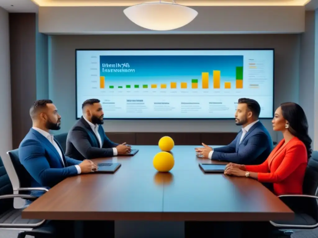 Profesionales diversificados en reunión estratégica de inversión inmobiliaria Una reunión estratégica de profesionales discutiendo las mejores estrategias de salida en inversiones inmobiliarias
