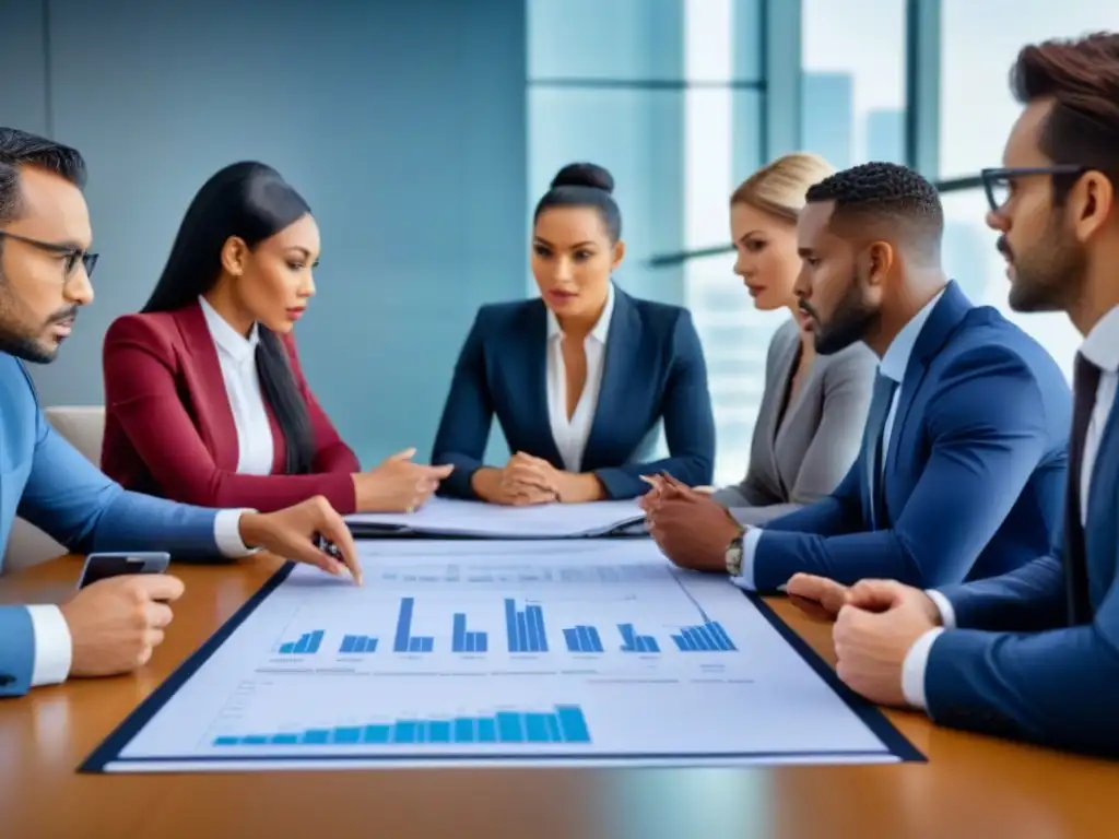 Equipo diverso planificando inversiones inmobiliarias Reunión de profesionales en análisis de riesgos en inversiones inmobiliarias