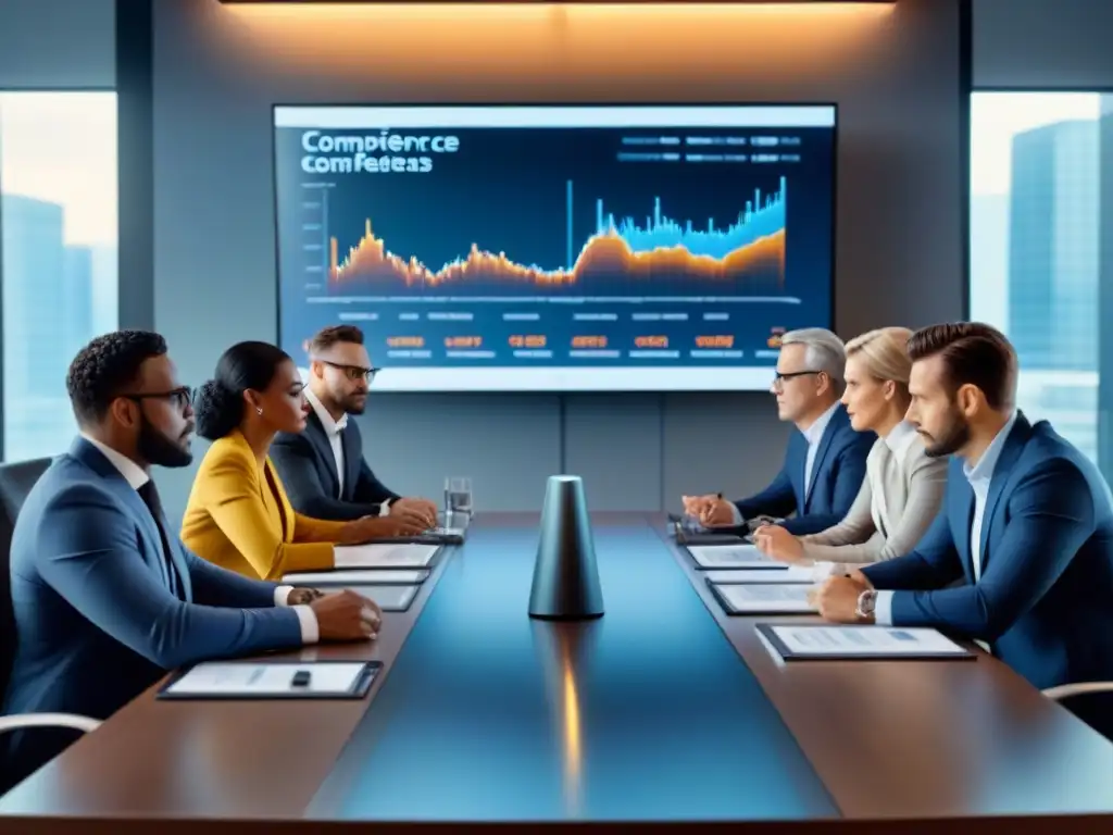 Profesionales expertos debaten estrategias de inversión en mesa moderna - Imagen 8k Reunión de profesionales en mesa de conferencias, discutiendo estrategias