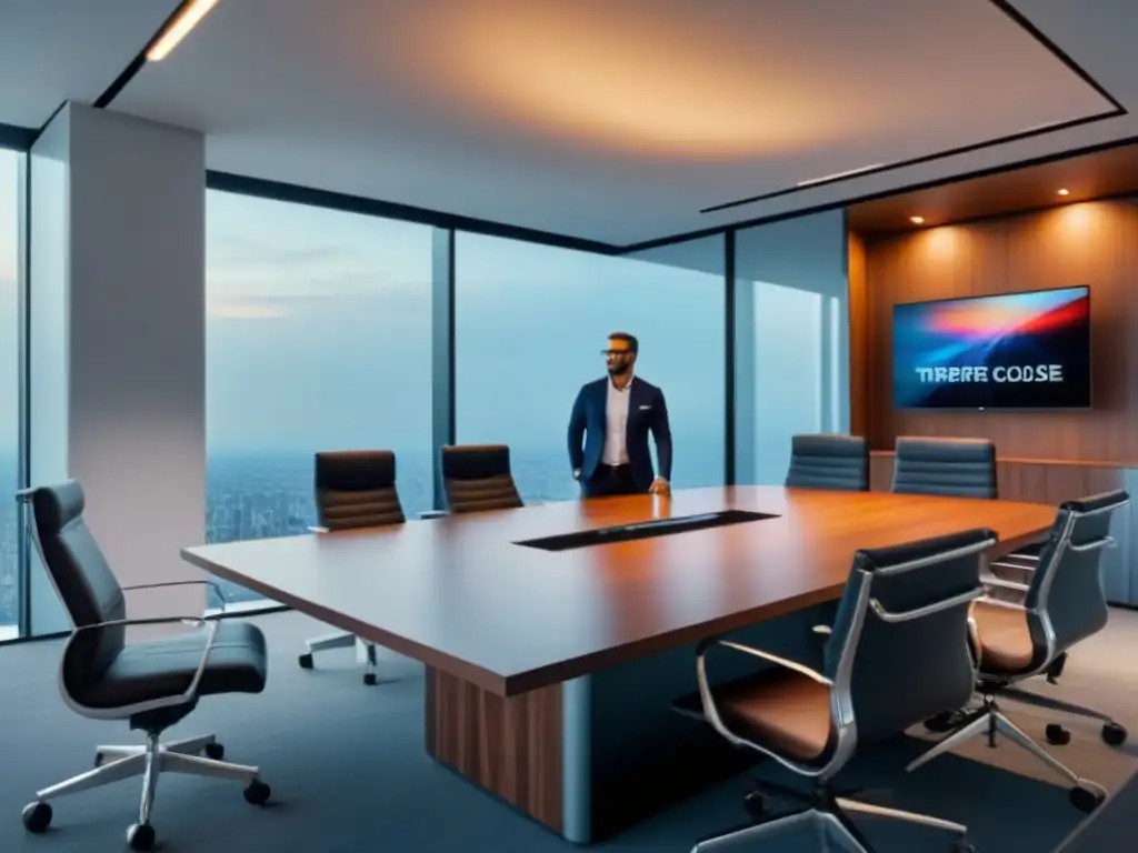 Oficina moderna y colaborativa con profesionales en reunión Una reunión de profesionales en una oficina moderna con diseño contemporáneo