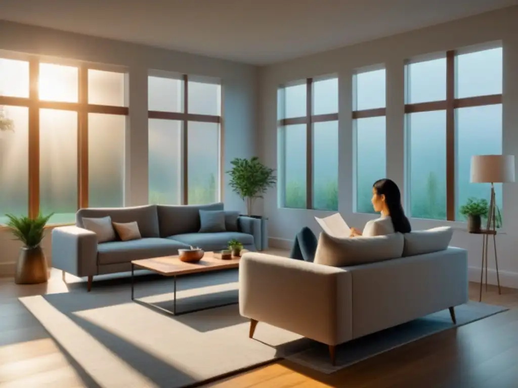 Encuentro profesional en sala elegante: ajustador de seguros y propietario discuten reclamo con confianza y calma Reunión serena en sala moderna con ajustador de seguros y propietario, transmitiendo confianza en manejo de reclamaciones seguros vivienda