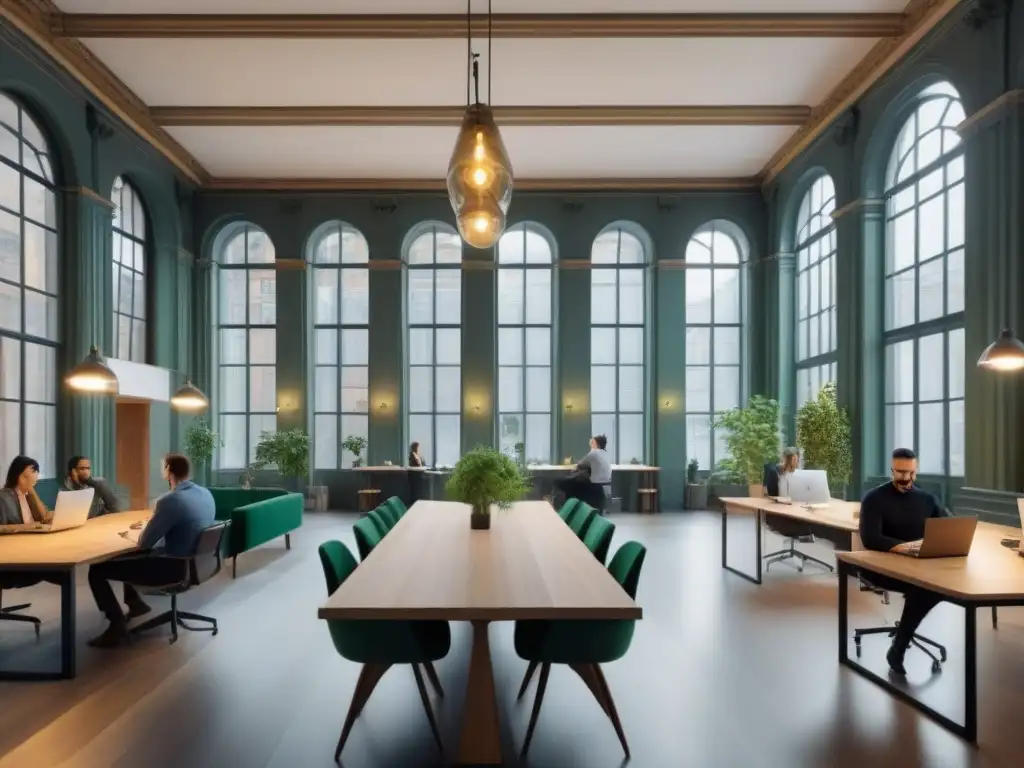 Edificio histórico reimaginado como espacio de coworking vibrante Reutilización de edificios con historia: Espacio de coworking vibrante en edificio histórico renovado