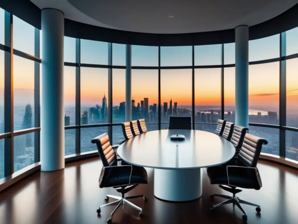Oficina de abogados moderna con vistas a la ciudad Sala de juntas moderna con vista a la ciudad, ideal para consultas de legislación inversiones inmobiliarias alto valor