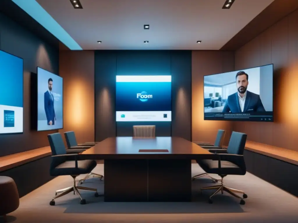 Salón virtual de lujo para negociaciones inmobiliarias Sala de videoconferencias en negociaciones inmobiliarias de lujo