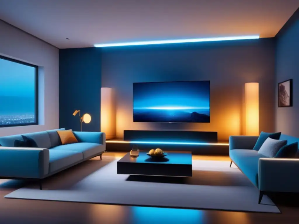 Salón inteligente futurista 8k con IoT integrado Salón futurista de casa inteligente con tecnologías emergentes para valoración de propiedades