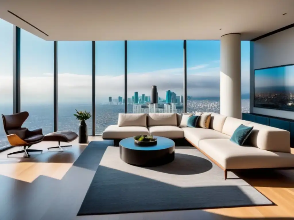 Salón de lujo en CDMX: elegancia y sofisticación en altura Salón lujoso con vista a la Ciudad de México para inversión inmobiliaria para principiantes México
