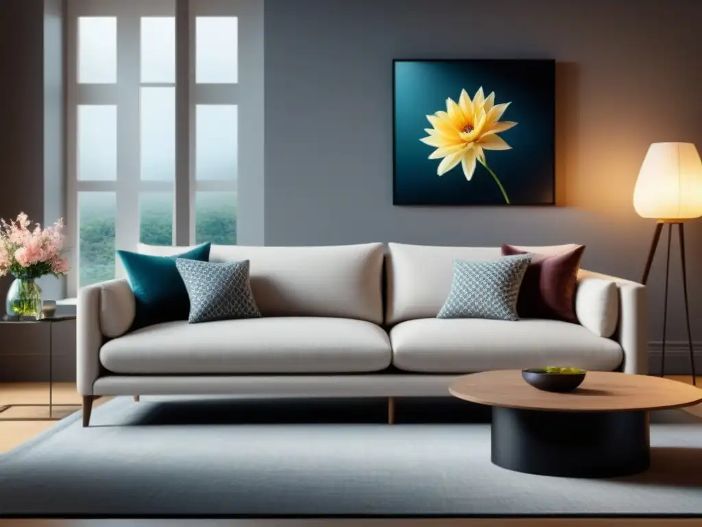 Salón moderno: elegancia y funcionalidad en 8k ultrarrealista Un salón moderno, elegante y funcional con decoración equilibrada