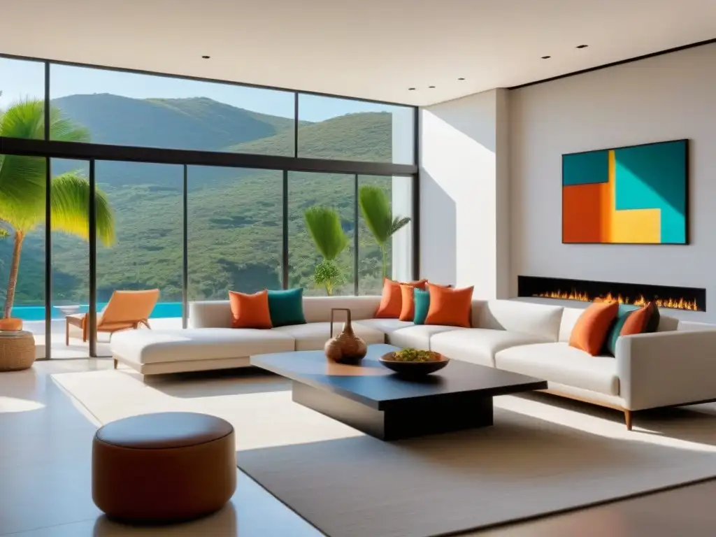 Salón de lujo en México: diseño moderno con toques tradicionales Salón moderno de lujo en propiedad de alta gama en México con tendencias diseño interior propiedades México
