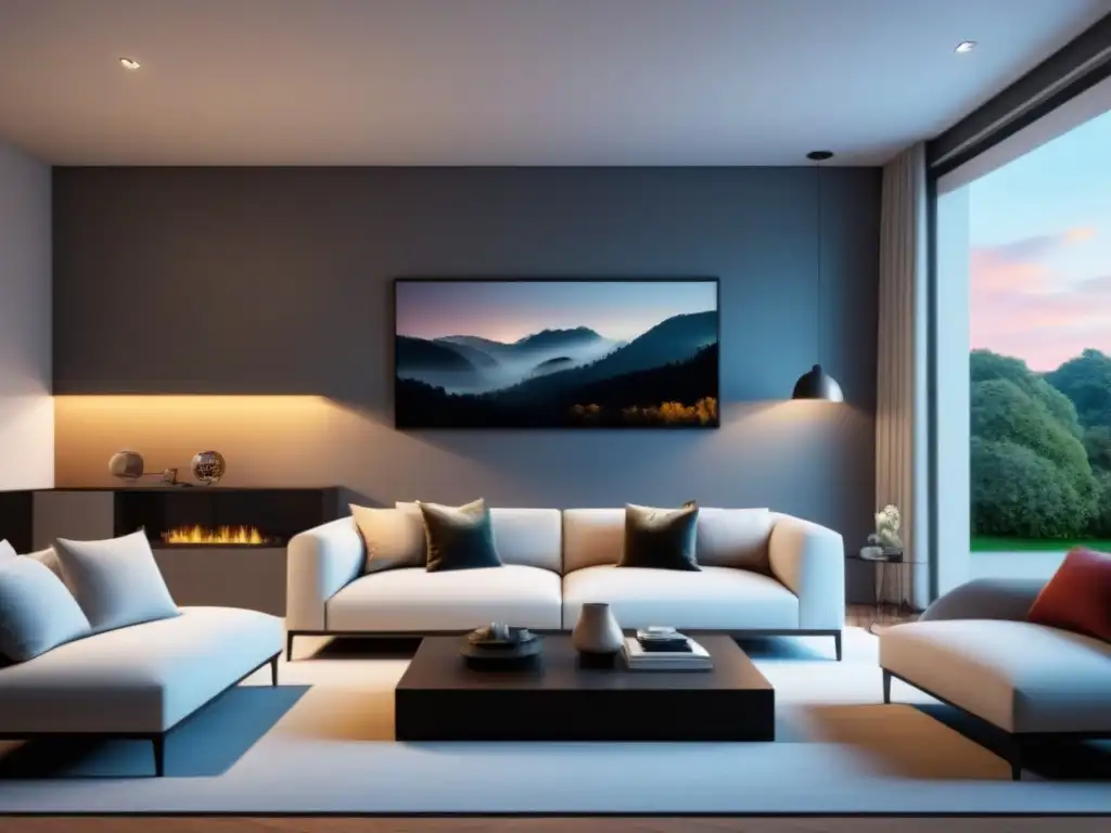 Salón virtualmente decorado con tecnología AI en 8k Salón moderno transformado por IA en el Home Staging Virtual, destacando mobiliario y decoración elegante en 8k